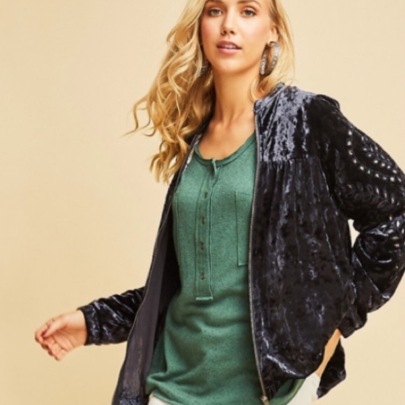 💼S-L🌳Venice Lux Velvet Bomber Jacket Floral Pop - Picture 1 of 12